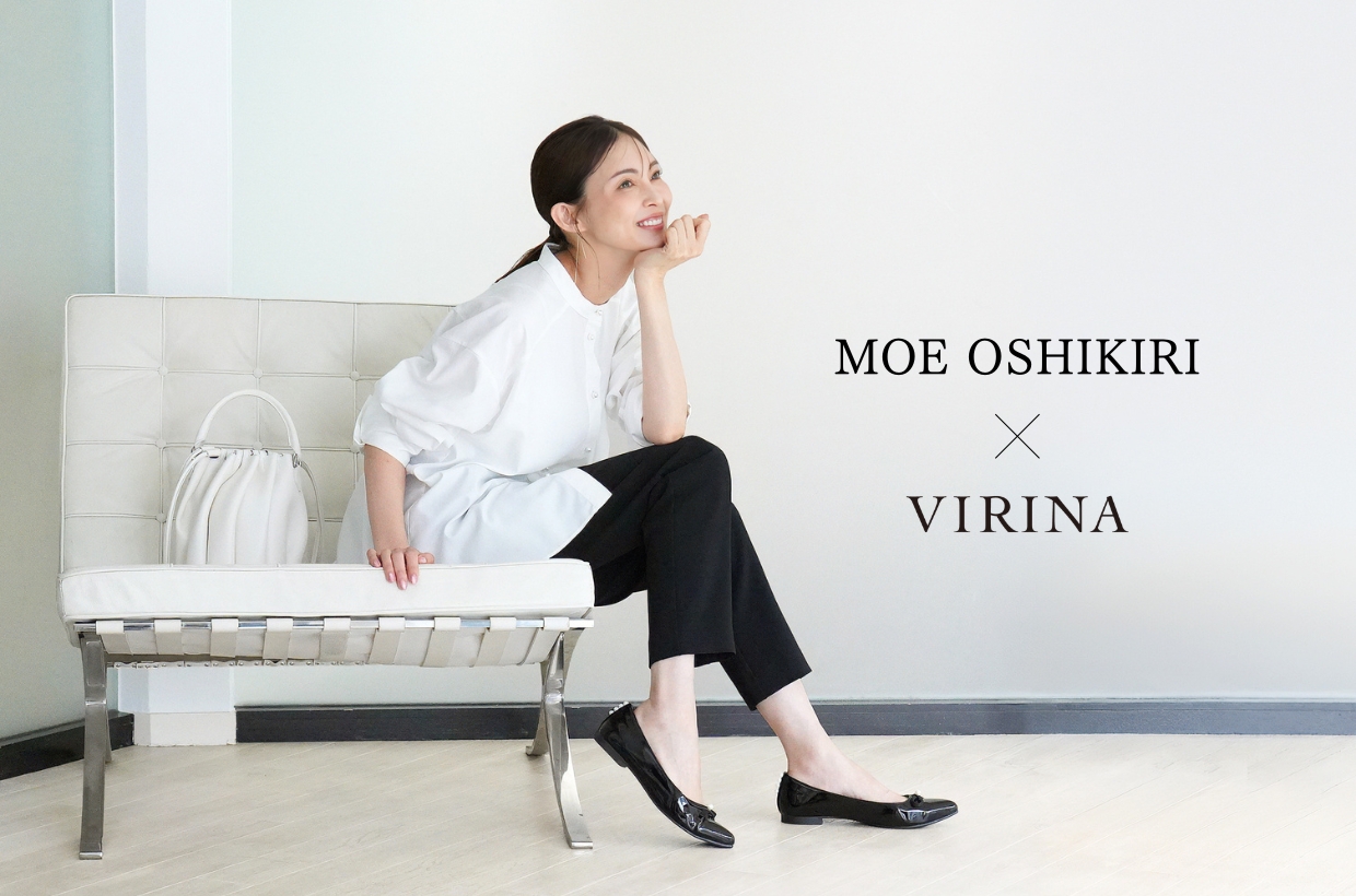押切もえさん×VIRINA コラボアイテム “晴雨兼用ミラパールパンプス”